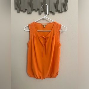 Banana Republic | papaya orange sleeveless top with front tie